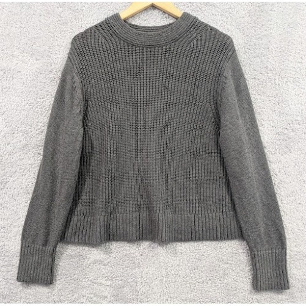 Banana Republic Pullover Sweater Women's XL Gray Chunky Shaker Knit Crew Neck